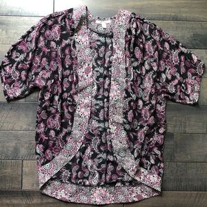 Black and Pink Paisley Kimono (3/4 length sleeve)